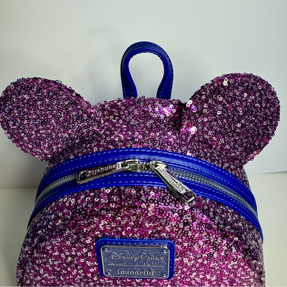 NWT. Loungefly Disney Paris 30th Anniversary Sparkling sequin Mini Backpack - Picture 3 of 11